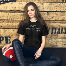Load image into Gallery viewer, EAT HEALTHY Black Unisex T-Shirt