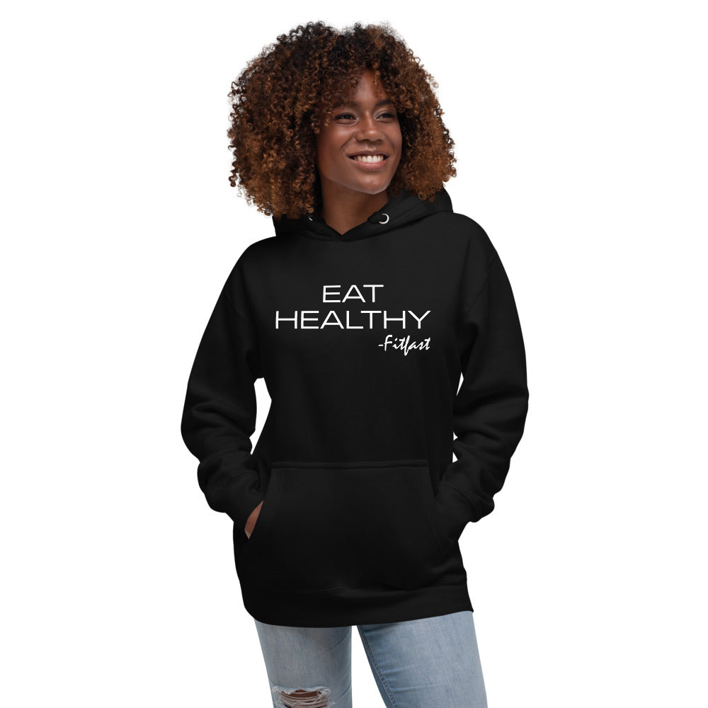 EAT HEALTHY Fit Fleece Hoodie -Unisex Black